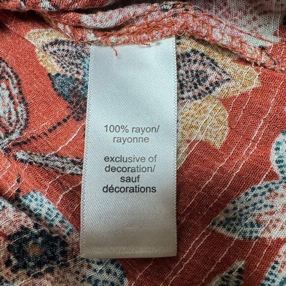 Maurices XL Floral Lace-Trim Tank Top Rust/Cream Boho Style Rayon Womens Blouse - Picture 4 of 5